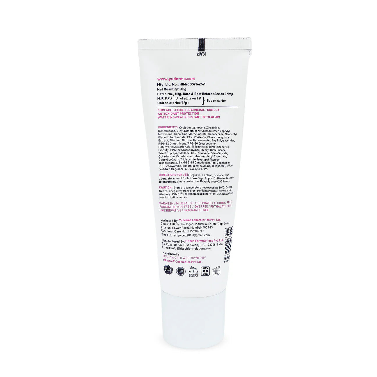 Eclipse Solaire Matte Effect Physical SPF 55 PA++++, No White Cast, for Acne Prone, Oily & Sensitive Skin | 40g
